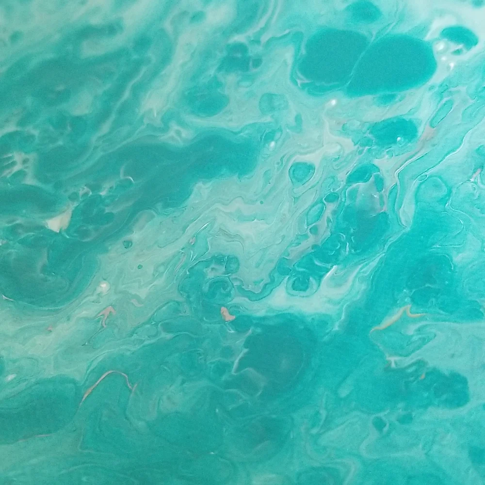 5×7 Teal White Silver and Gold Marble Painting